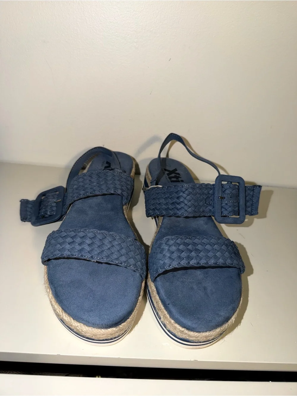 Xti 49726 Blue Woven Faux Suede Espadrille Wedge Slingback Sandals EU 41